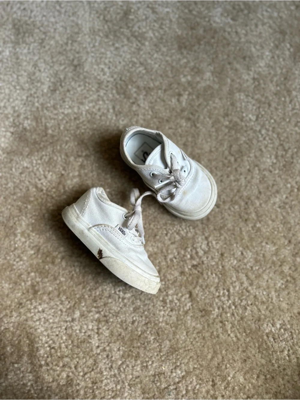 Vans Kids Off-White Canvas Lace-Up Sneakers